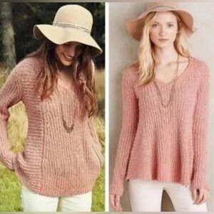 Moth by Anthropologie Pink Wool Alpaca Blend Sweater Size XL LNC